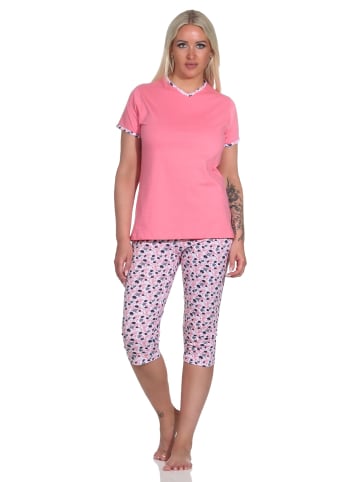 NORMANN Capri Pyjama kurzeSchlafanzug Caprihose in pink