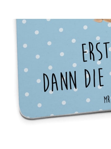 Mr. & Mrs. Panda Tassenuntersetzer Bär Kaffee mit Spruch in Blau Pastell