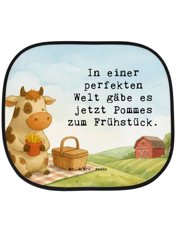 Auto Sonnenblende Kuh  Pommes Design mit Spruch in Weiß
