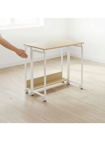 relaxdays Schreibtisch "klappbar" in Natur/ Weiß - (B)60 x (H)75 x (T)50 cm