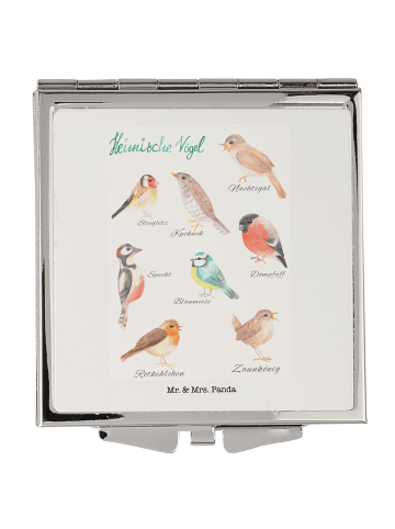 Mr. & Mrs. Panda Kleiner Spiegel Heimische Vögel mit Spruch in Bunt