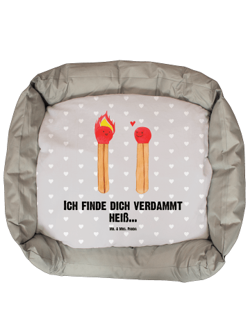 Mr. & Mrs. Panda Hundecouch Streichhölzer mit Spruch in Grau Pastell