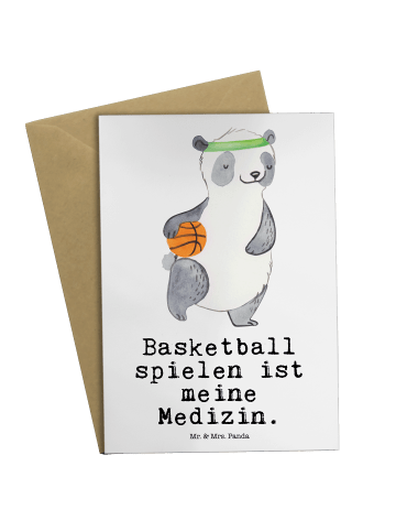 Mr. & Mrs. Panda babykarte Panda Basketball mit Spruch in Weiß