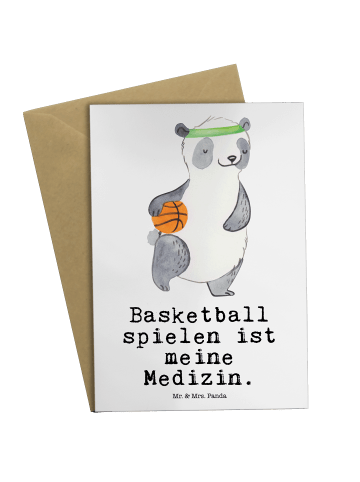 Mr. & Mrs. Panda Grußkarte Panda Basketball mit Spruch in Weiß