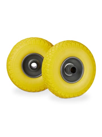 relaxdays 4x Sackkarrenrad in Gelb/ Grau - 3.00-4