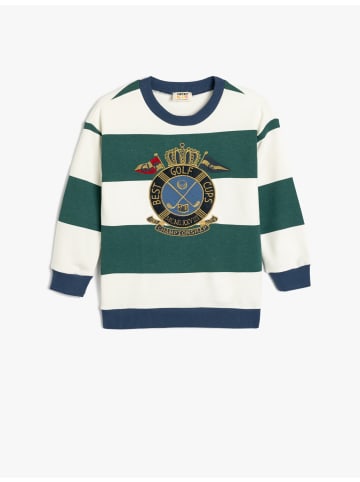 KOTON Sweatshirt in Grün Gestreift