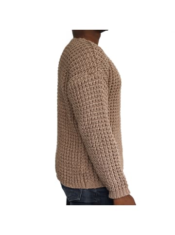 COFI 1453 Casual Herren Strickpullover Rundhals-Ausschnitt in Braun