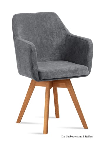 58 aufm Kessel ARMLEHNSTUHL drehbar (2er-Set) Dorry 57x87x60 Eiche geölt/Grau