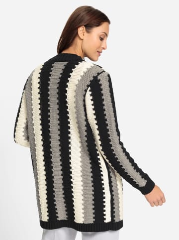 WITT WEIDEN Longstrickjacke in schwarz-champagner-gemustert