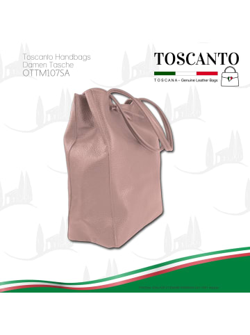 Toscanto Leder Shopper, Schultertasche Toscanto Tasche altrosa ca. 28cm