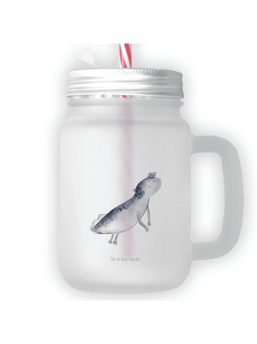 Mr. & Mrs. Panda Glas Mit Henkel Axolotl Schwimmen ohne Spruch in Transparent