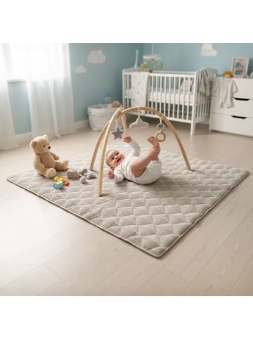 SanoSoft Krabbeldecke Soft-Cord rutsch- & wasserfest Natur 120x120cm