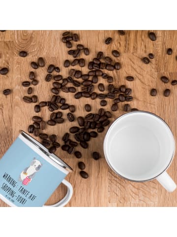 Mr. & Mrs. Panda Tasse Tante Shopping mit Spruch in Blau Pastell