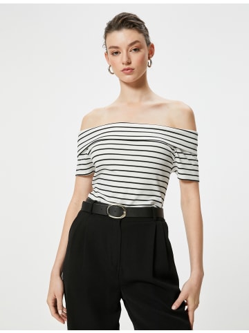 KOTON T-shirt in Weiß Gestreift