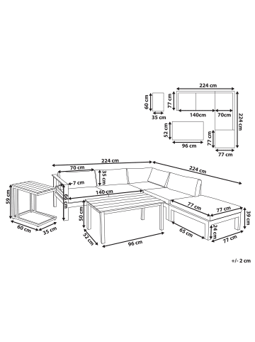 Beliani 5-tlg Lounge Set MESSINA in Weiß/Beige/Grün
