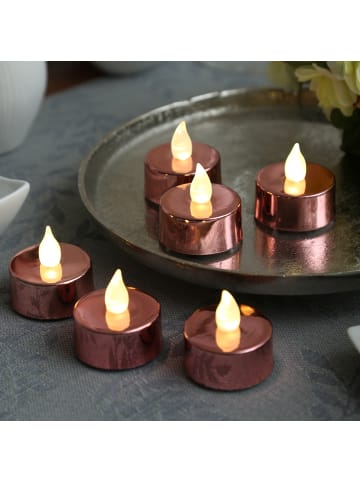 MARELIDA 6er Set LED Teelichter flackernd D. 3,8cm in rosa