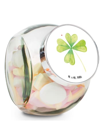 Mr. & Mrs. Panda glas für kaffee Blume Kleeblatt ohne Spruch in Weiß