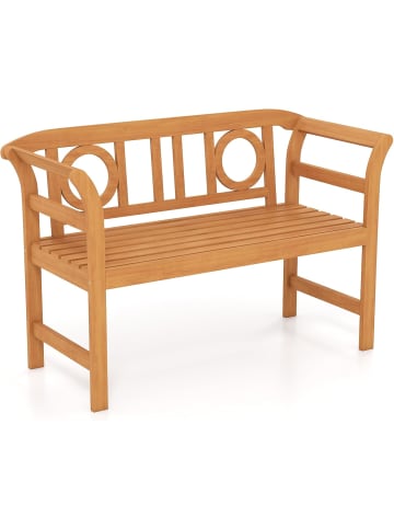 COSTWAY Gartenbank Akazienholz 2-Sitzer in Hellbraun