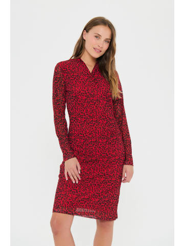 SAINT TROPEZ Jerseykleid MiggaSZ Fitted in Red Reg Leopard