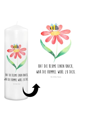 Mr. & Mrs. Panda Kerze Hummel Blume mit Spruch in Weiß