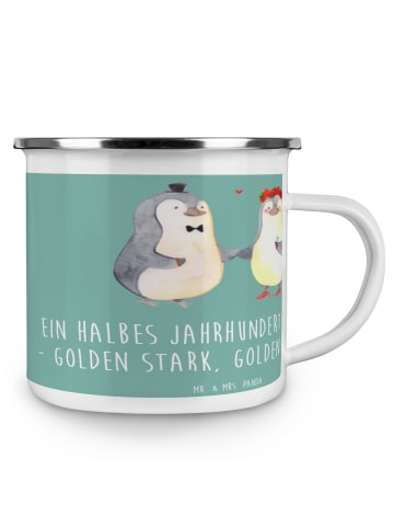 Mr. & Mrs. Panda Tasse 50. Hochzeitstag Goldene Hochzeit mit Spruch in Meeresbrise