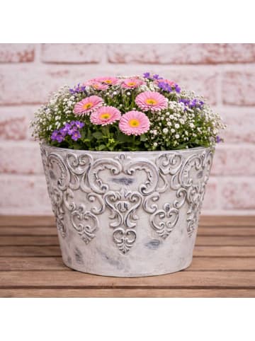 AltoBelli Blumentopf LUCIA Creme Weiß Zement 14x12 cm