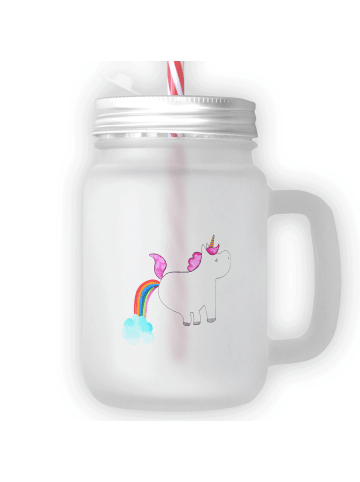 Mr. & Mrs. Panda Trinkglas Mason Jar Einhorn Pupsen ohne Spruch in Transparent