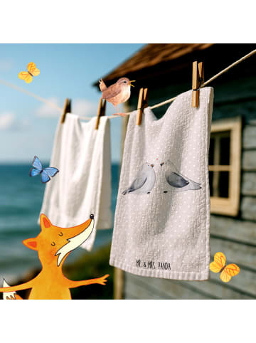 Mr. & Mrs. Panda Gästetuch Turteltauben Liebe ohne Spruch in Grau Pastell