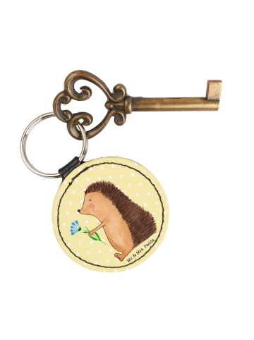 Mr. & Mrs. Panda Taschenanhänger Igel Blumen ohne Spruch in Gelb Pastell