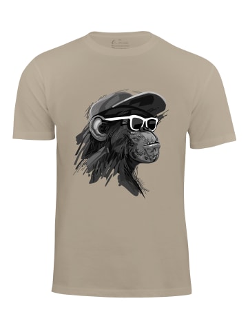 Cotton Prime® T-Shirt mit Affenmotiv - Cool Monkey mit Brille in Beige