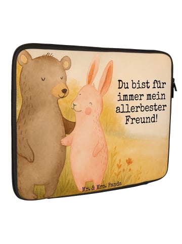 Mr. & Mrs. Panda Laptophülle Bär und Hase Umarmen Design mit Spruch in Weiß