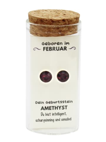 JOJO Handelsagentur Nonbook - Februar Geburtsstein Ohrstecker im Gläschen