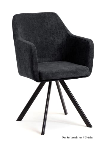58 aufm Kessel ARMLEHNSTUHL (8er-Set) Debee 57x87x60 Schwarz/Anthrazit