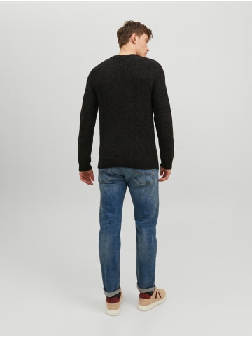 Jack & Jones Langarm Grobstrick Pullover Rundhals Sweater JJEDAMIAN in Schwarz