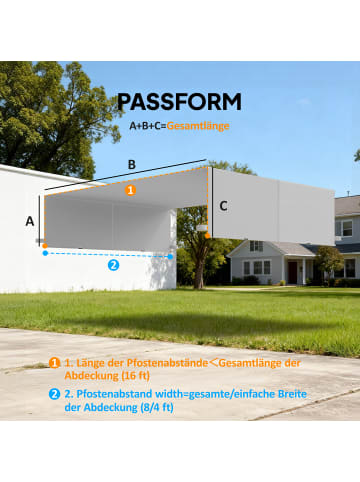 Outsunny Ersatzdach 488L x 122B cm Hellgrau