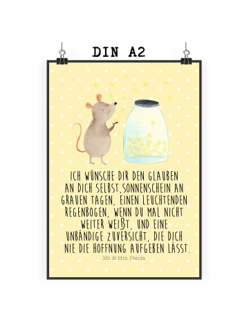 Mr. & Mrs. Panda Bild Maus Sterne mit Spruch in Gelb Pastell