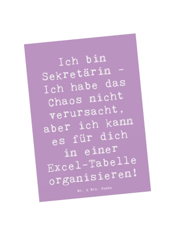 Mr. & Mrs. Panda Ansichtskarte Spruch Sekretärin Ordnung mit Spruch in Lavendeltraum