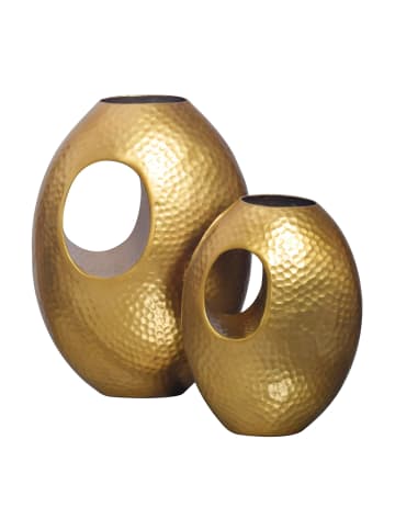 KADIMA DESIGN Deko Vase 2er Set Aluminium mit Tragegriff Blumenvase Modern in Gold