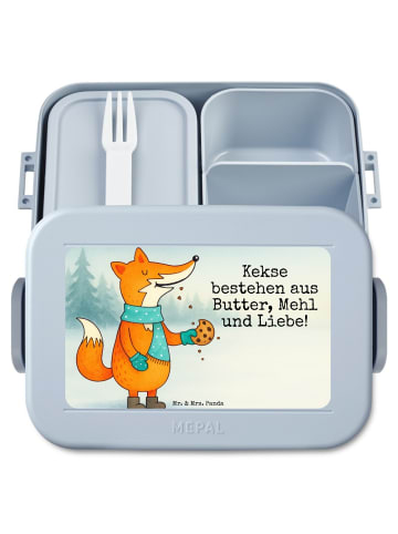 Mr. & Mrs. Panda Lunchbox Fuchs Keks Design mit Spruch in Blau Pastell