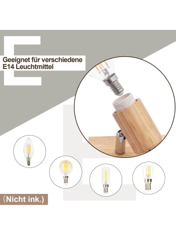 ZMH DDeckenleuchte in Schwarz 3-flammige E14 Holz Modern Küchelampe