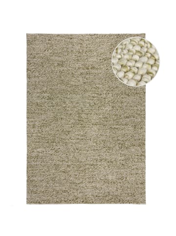 KADIMA DESIGN Wollteppich handgewebt Struktur hochdicht Teppich Wolle-Polyester in Grün