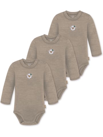 Normani Outdoor Sports 3ER PACK Baby Merino Langarmbody Tuai in Beige