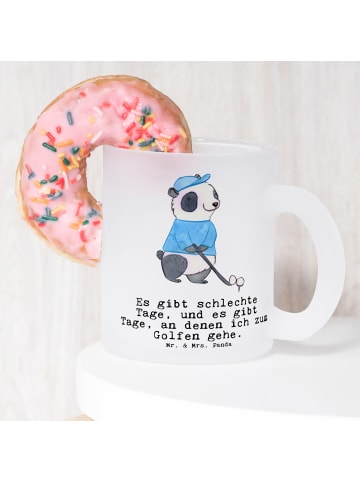 Mr. & Mrs. Panda Becher Panda Golfen mit Spruch in Transparent