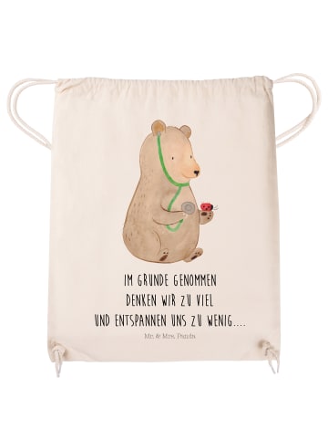 Mr. & Mrs. Panda Jutebeutel Bär Arzt mit Spruch in Creme