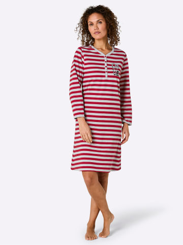 Comtessa Sleepshirt in grau-meliert-rot-geringelt