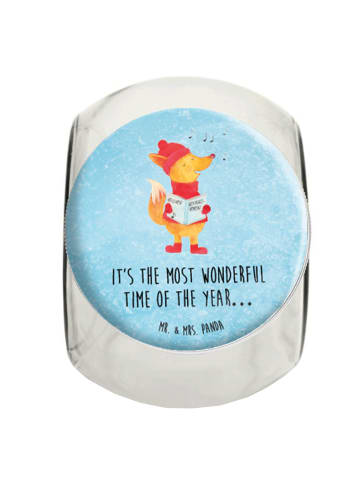 Mr. & Mrs. Panda Vorratsglas Fuchs Sänger mit Spruch in Eisblau