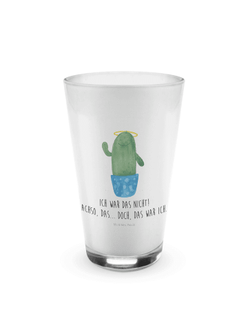 Mr. & Mrs. Panda Latte Macchiato Glas Kaktus Heilig mit Spruch in Transparent