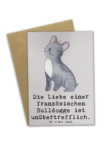 Mr. & Mrs. Panda Grußkarte Französische Bulldogge Liebe mit Spruch in Grau Pastell