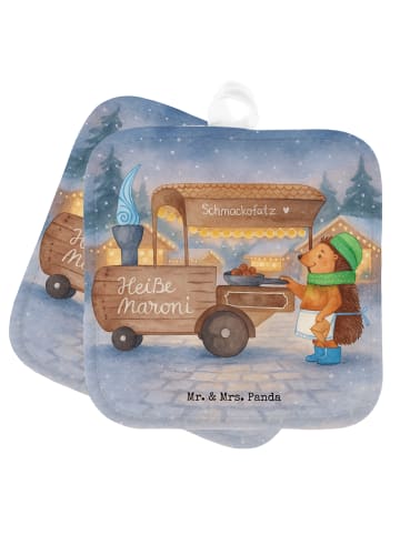 Mr. & Mrs. Panda Ofenhandschuhe Igel Maronen Design ohne Spruch in Weiß