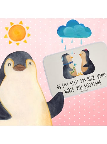 Mr. & Mrs. Panda Duschvorleger Pinguin Pärchen mit Spruch in Weiß